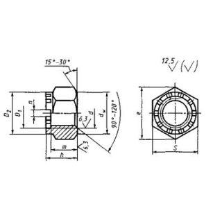 Гайка шестигранная корончатая, класс точности В ГОСТ 10606-72 - фото - 1